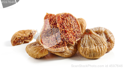 Image of dried figs on white background