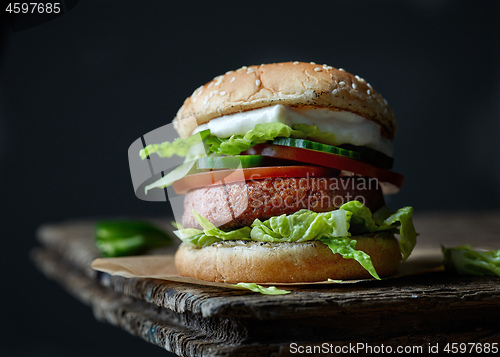 Image of fresh tasty meat free burger