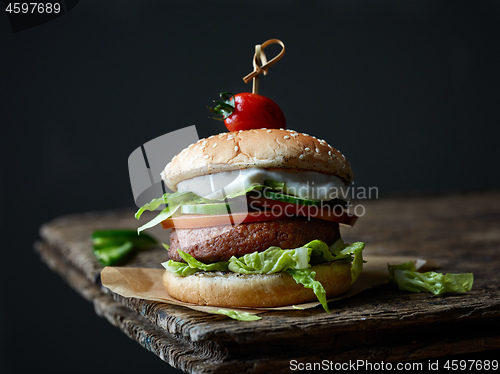 Image of fresh tasty meat free burger