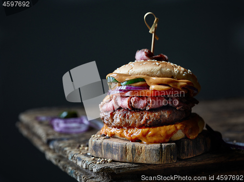 Image of fresh tasty steak burger