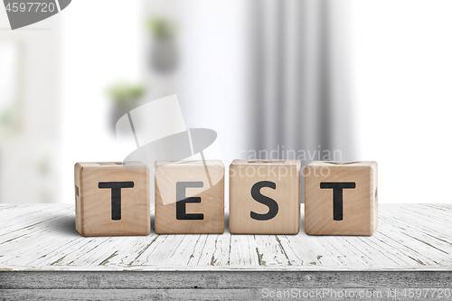 Image of Test sign made of wood with text