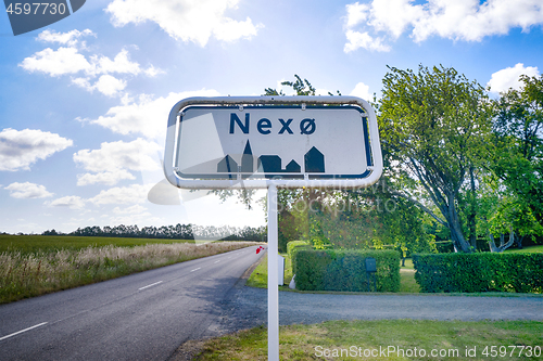 Image of City sign of Nexø city on the danish island