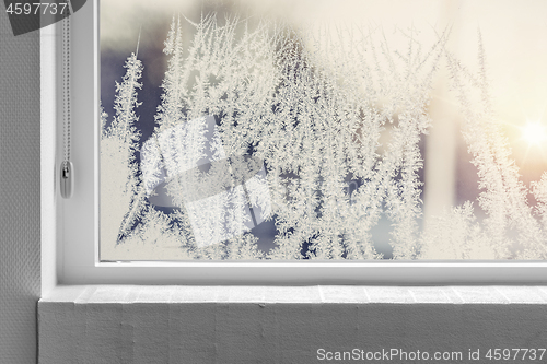 Image of Frosty window seen from the inside