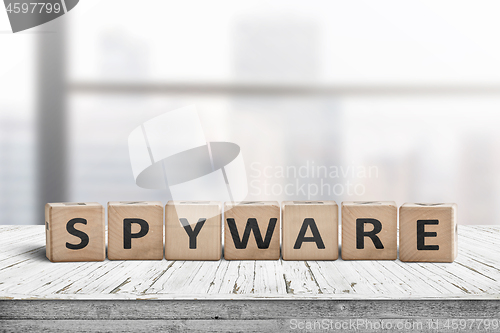 Image of Spyware word on wooden cubes