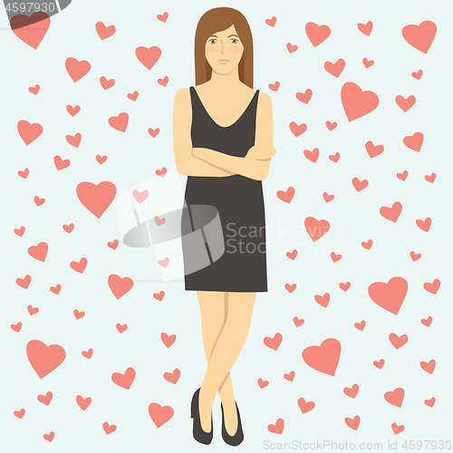 Image of Vector Woman Celebrating Valentines Day