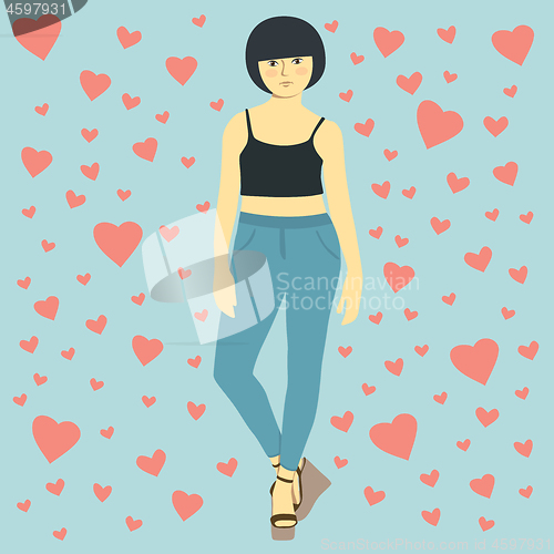 Image of Vector Woman Celebrating Valentines Day