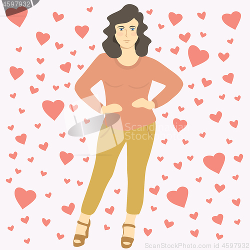 Image of Vector Woman Celebrating Valentines Day