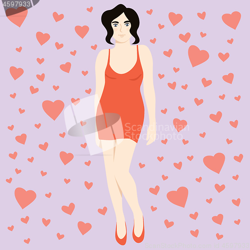 Image of Vector Woman Celebrating Valentines Day