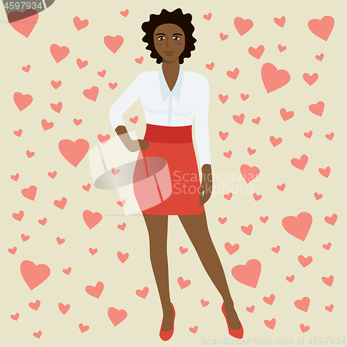 Image of Vector Woman Celebrating Valentines Day