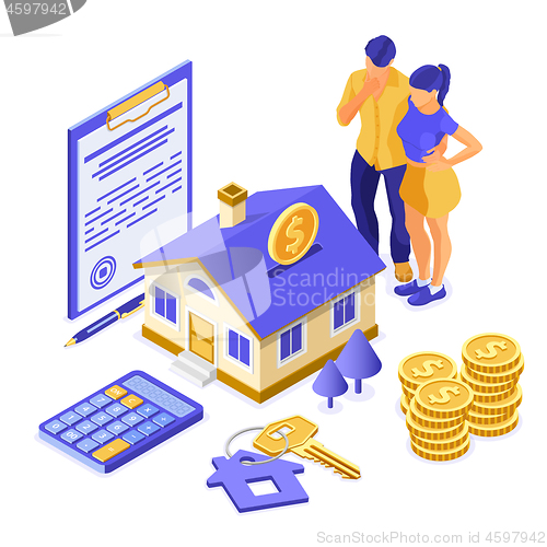 Image of Sale Purchase Rent Mortgage House Isometric