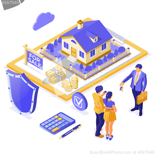 Image of Sale Purchase Rent Mortgage House Isometric