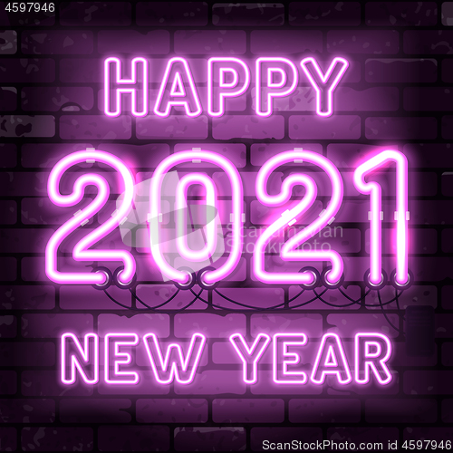 Image of Happy New Year 2021 Neon Signboard