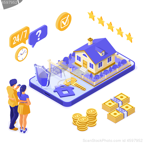 Image of Online Sale Rent Mortgage House Isometric