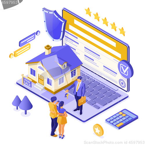 Image of Online Sale Rent Mortgage House Isometric