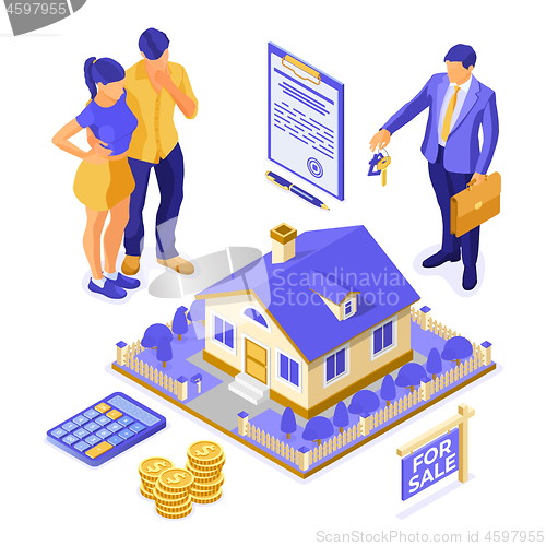 Image of Sale Purchase Rent Mortgage House Isometric