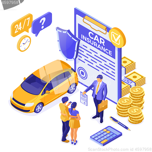 Image of Car Insurance Isometric Concept