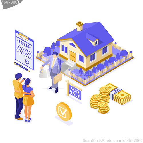 Image of Sale Purchase Rent Mortgage House Isometric