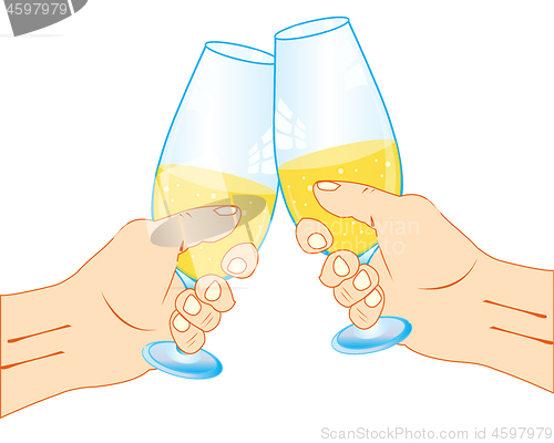 Image of Goblets with champaign in hand of the people