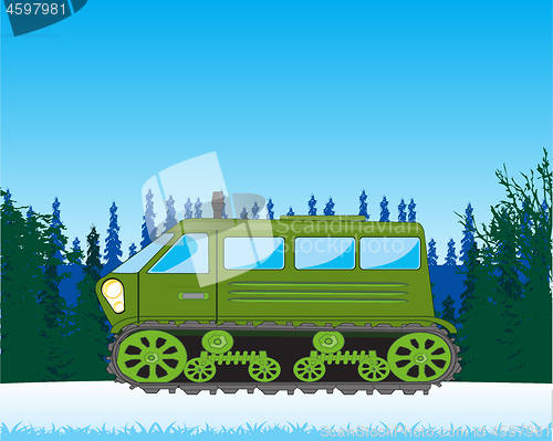 Image of Vector illustration of the transport raised passabilities in snow wood