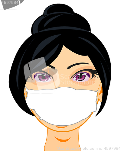 Image of Girl from china in defensive mask from virus