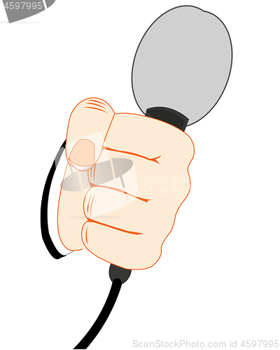 Image of Vector illustration of the hand of the person with mike