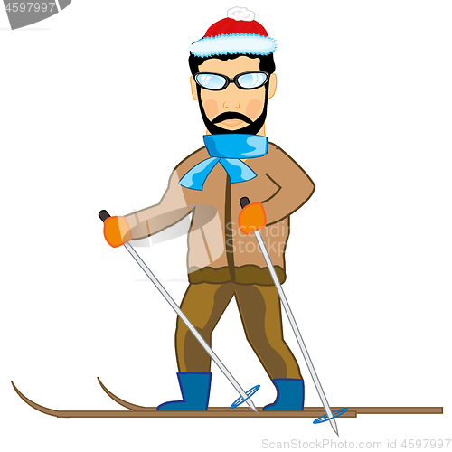 Image of Man skier on white background is insulated