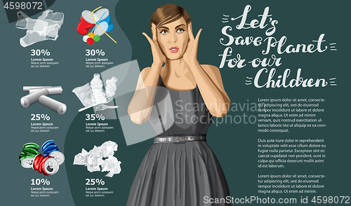 Image of Vector Recycling Garbage And Woman