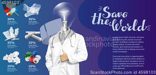 Image of Vector Recycling Garbage And Lamp Head Doctor Man