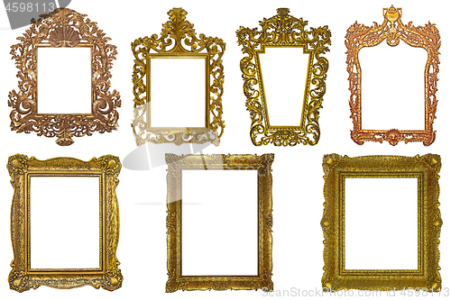 Image of Set of rectangle Decorative vintage gilded golden wooden frames 