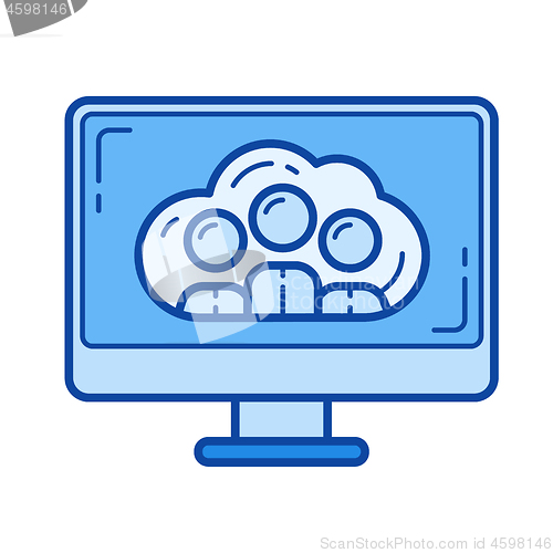 Image of Cloud computing line icon.