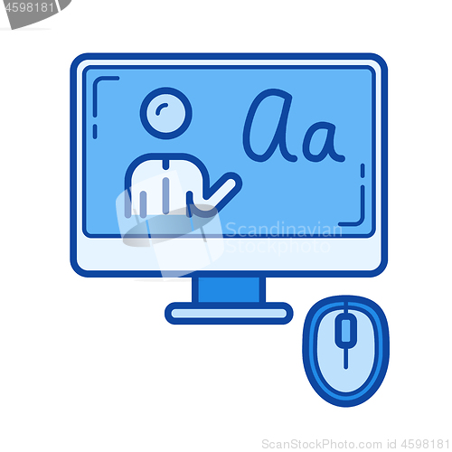Image of E-learning line icon.