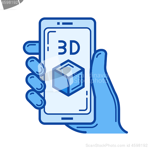 Image of Three d design line icon.