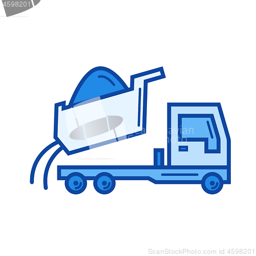 Image of Dump truck line icon.