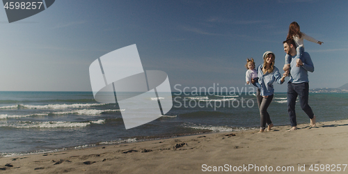 Image of Young family enjoying vecation during autumn