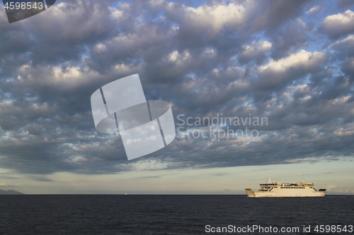 Image of Ferry on the sea transport route