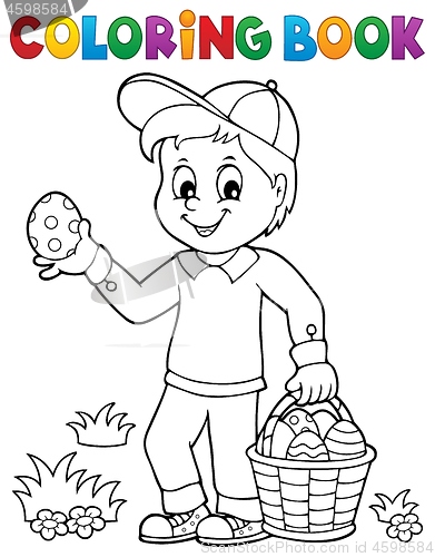 Image of Coloring book boy with Easter eggs 1