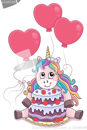 Image of Unicorn with cake and balloons theme 4