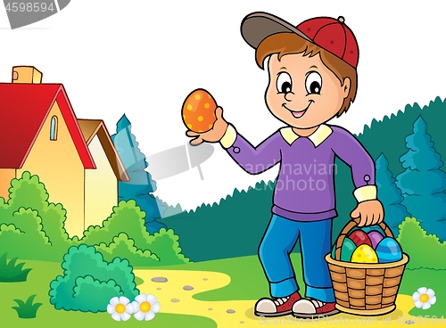 Image of Boy with Easter eggs theme image 3