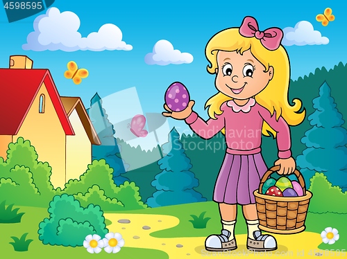 Image of Girl with Easter eggs theme image 4