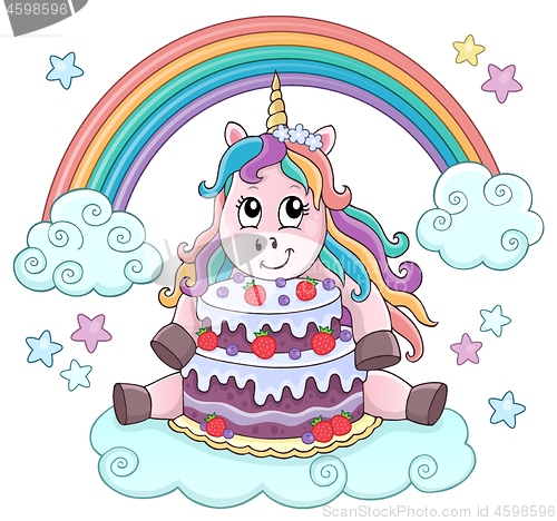 Image of Unicorn with cake theme image 2