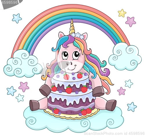 Image of Unicorn with cake theme image 2
