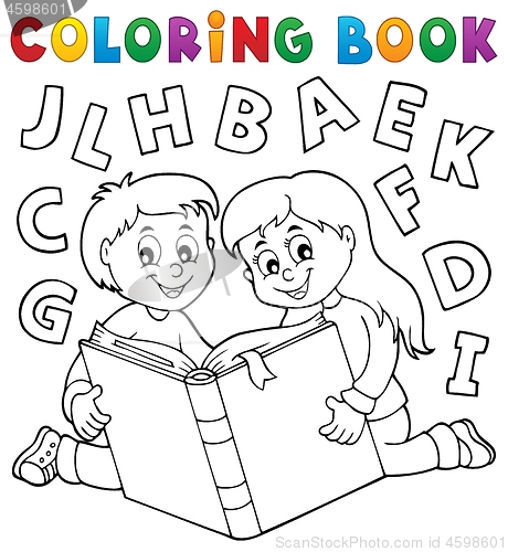 Image of Coloring book kids and literature theme