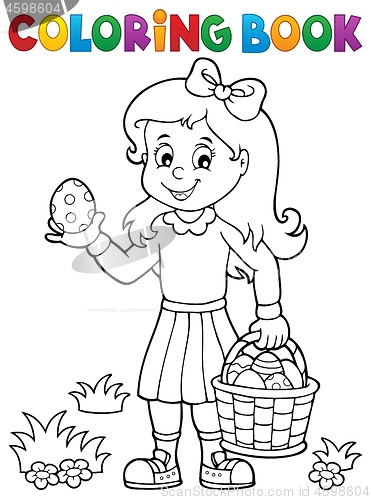 Image of Coloring book girl with Easter eggs 1