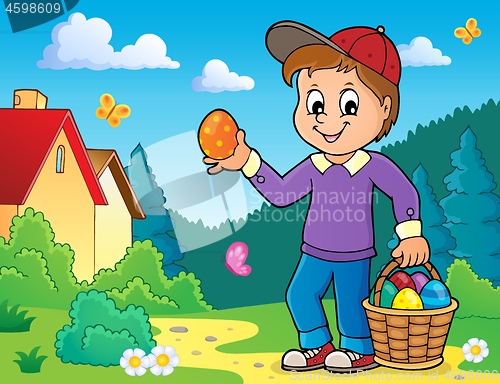 Image of Boy with Easter eggs theme image 4