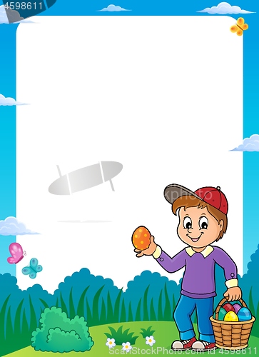 Image of Boy with Easter eggs theme frame 1