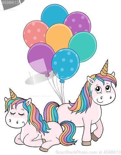 Image of Two unicorns with balloons theme image 1