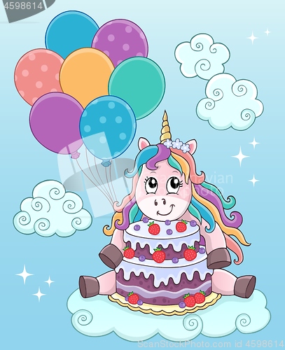 Image of Unicorn with cake and balloons theme 2