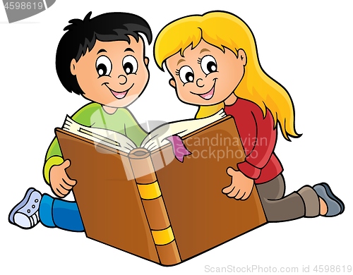 Image of Kids reading book theme 1