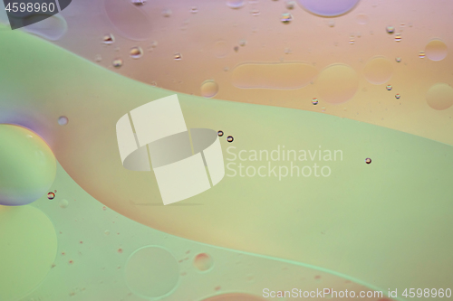 Image of Defocused pastel colored abstract background picture made with oil, water and soap