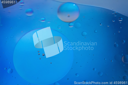 Image of Blue abstract background picture made with oil, water and soap